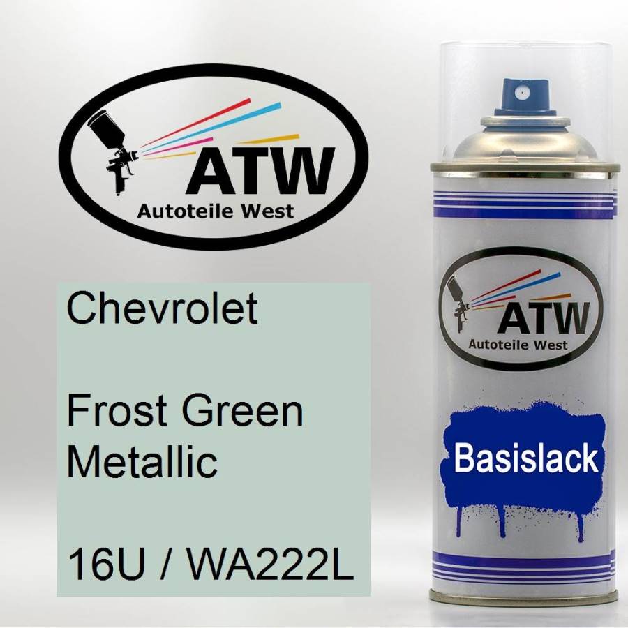 Chevrolet, Frost Green Metallic, 16U / WA222L: 400ml Sprühdose, von ATW Autoteile West.